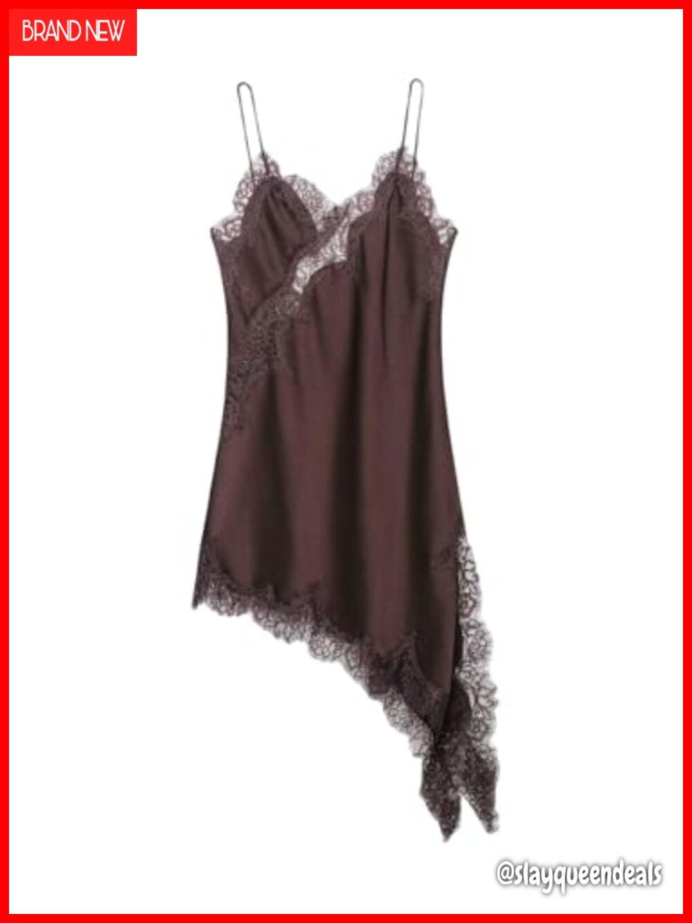 Floerns Women's Satin Lace Dress Layering Asymmetrical Tops Date Night Slip